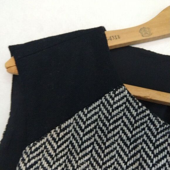 Banana Republic Tweed Sheath Dress Size 12 Black White Sleeveless Wool Career - Picture 6 of 9